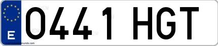 Ejemplo de matrícula española 0441 HGT