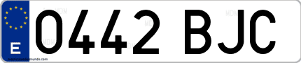 Ejemplo de matrícula de coche ordinaria 0442 BJC