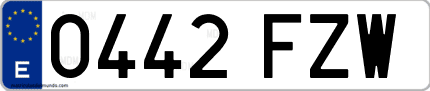 Ejemplo de matrícula de coche ordinaria 0442 FZW