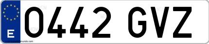 Ejemplo de matrícula española 0442 GVZ