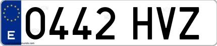 Ejemplo de matrícula española 0442 HVZ