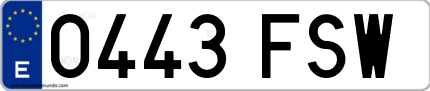 Ejemplo de matrícula de coche ordinaria 0443 FSW
