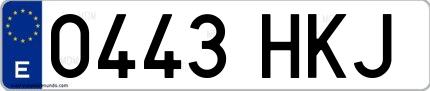Ejemplo de matrícula española 0443 HKJ