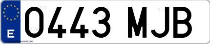 Ejemplo de matrícula española 0443 MJB