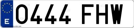 Ejemplo de matrícula española 0444 FHW