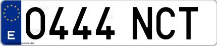 Ejemplo de matrícula española 0444 NCT