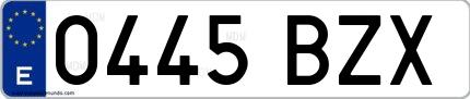 Ejemplo de matrícula española 0445 BZX