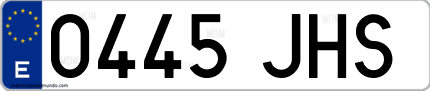 Ejemplo de matrícula de coche ordinaria 0445 JHS
