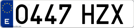 Ejemplo de matrícula de coche ordinaria 0447 HZX