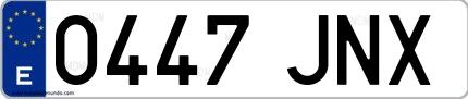 Ejemplo de matrícula española 0447 JNX