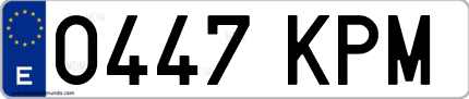 Ejemplo de matrícula de coche ordinaria 0447 KPM