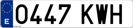 Ejemplo de matrícula de coche ordinaria 0447 KWH