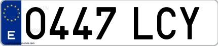 Ejemplo de matrícula española 0447 LCY
