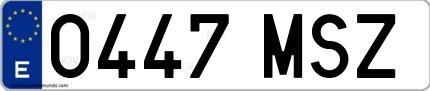 Ejemplo de matrícula española 0447 MSZ