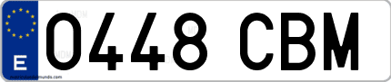 Ejemplo de matrícula de coche ordinaria 0448 CBM