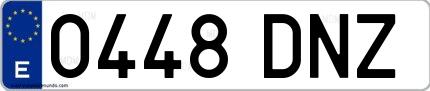 Ejemplo de matrícula española 0448 DNZ