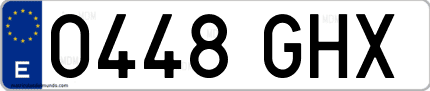 Ejemplo de matrícula de coche ordinaria 0448 GHX