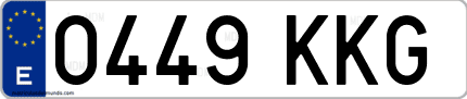 Ejemplo de matrícula de coche ordinaria 0449 KKG