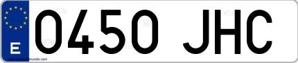 Ejemplo de matrícula española 0450 JHC