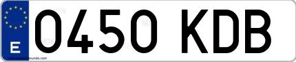 Ejemplo de matrícula española 0450 KDB
