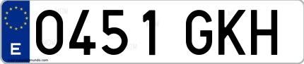 Ejemplo de matrícula española 0451 GKH
