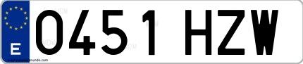 Ejemplo de matrícula española 0451 HZW