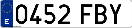 Ejemplo de matrícula de coche ordinaria 0452 FBY