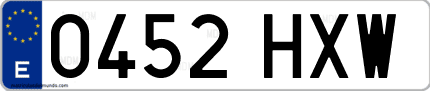 Ejemplo de matrícula de coche ordinaria 0452 HXW