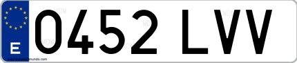 Ejemplo de matrícula española 0452 LVV