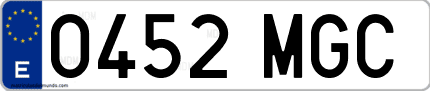 Ejemplo de matrícula de coche ordinaria 0452 MGC