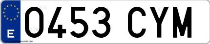 Ejemplo de matrícula española 0453 CYM