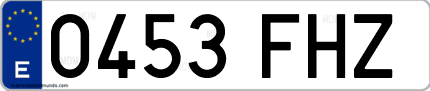 Ejemplo de matrícula de coche ordinaria 0453 FHZ
