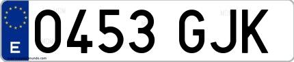 Ejemplo de matrícula española 0453 GJK