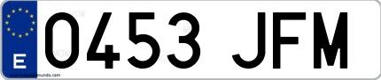 Ejemplo de matrícula española 0453 JFM