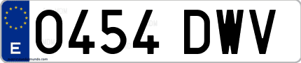 Ejemplo de matrícula de coche ordinaria 0454 DWV