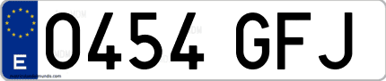 Ejemplo de matrícula de coche ordinaria 0454 GFJ