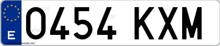 Ejemplo de matrícula española 0454 KXM