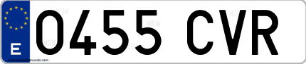 Ejemplo de matrícula de coche ordinaria 0455 CVR