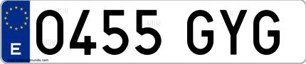 Ejemplo de matrícula española 0455 GYG