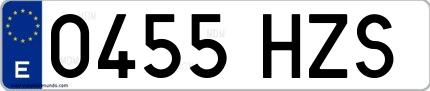 Ejemplo de matrícula española 0455 HZS