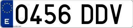 Ejemplo de matrícula española 0456 DDV