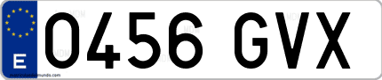 Ejemplo de matrícula de coche ordinaria 0456 GVX