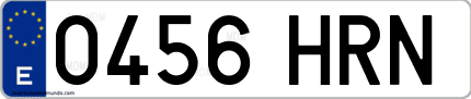 Ejemplo de matrícula de coche ordinaria 0456 HRN