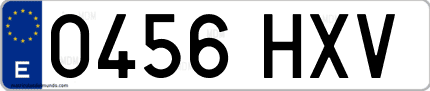 Ejemplo de matrícula de coche ordinaria 0456 HXV