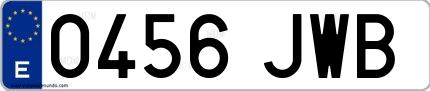 Ejemplo de matrícula española 0456 JWB