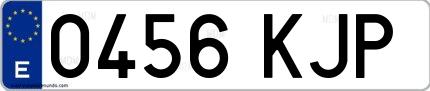 Ejemplo de matrícula española 0456 KJP
