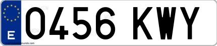 Ejemplo de matrícula española 0456 KWY