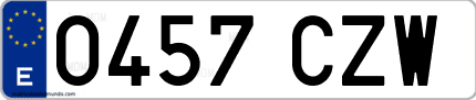 Ejemplo de matrícula de coche ordinaria 0457 CZW