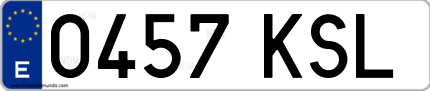 Ejemplo de matrícula de coche ordinaria 0457 KSL
