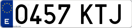 Ejemplo de matrícula de coche ordinaria 0457 KTJ